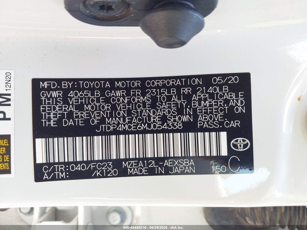 JTDP4MCE6MJ054338 2021 TOYOTA COROLLA photo no. 9