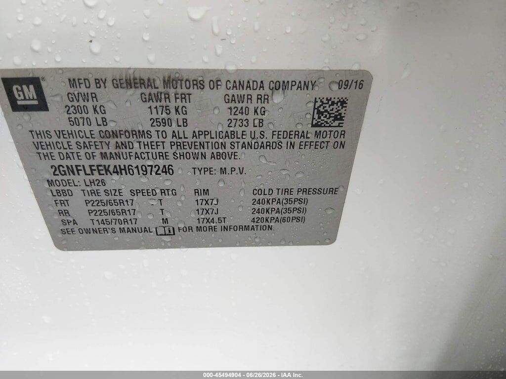 2GNFLFEK4H6197246 2017 CHEVROLET EQUINOX photo no. 9
