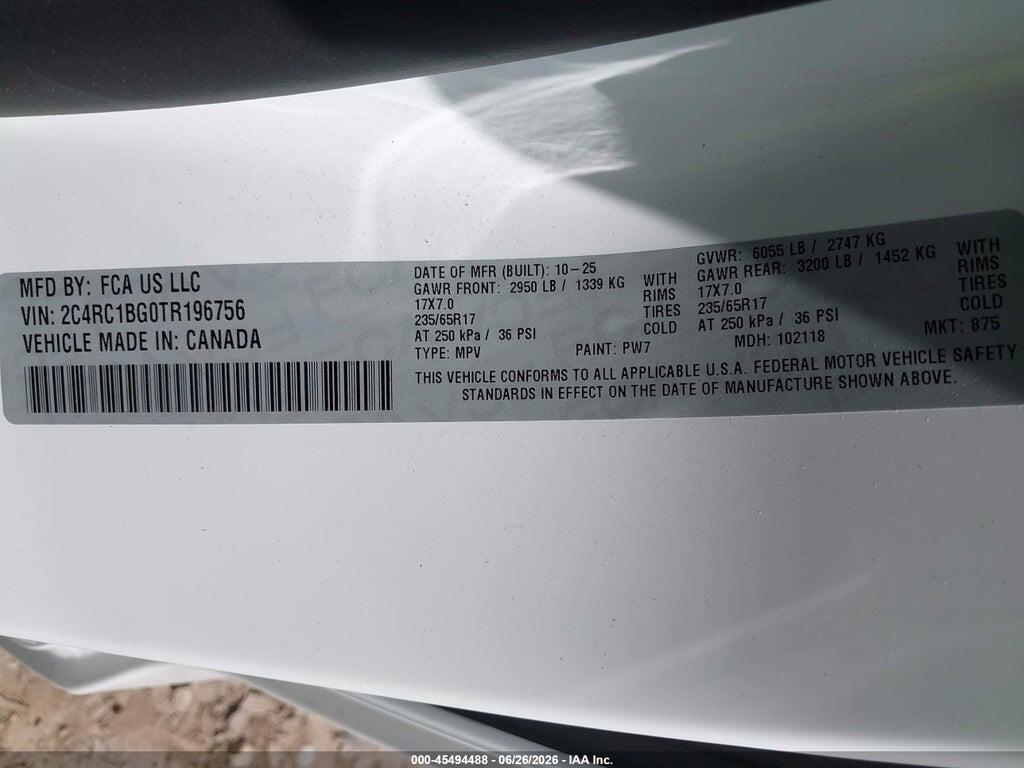 2C4RC1BG0TR196756 2026 CHRYSLER PACIFICA photo no. 9