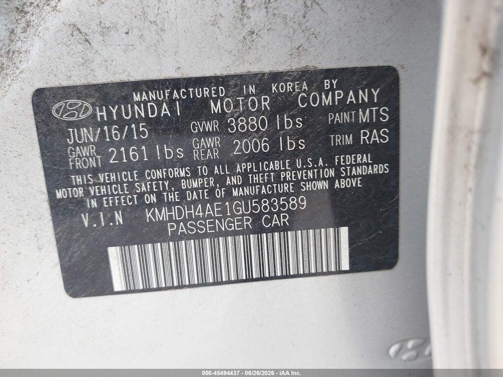 KMHDH4AE1GU583589 2016 HYUNDAI ELANTRA photo no. 9