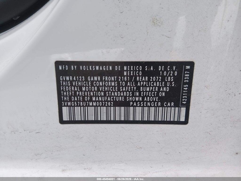 2021 VOLKSWAGEN JETTA 1.4T SEL PREMIUM — Фото 9 из 16