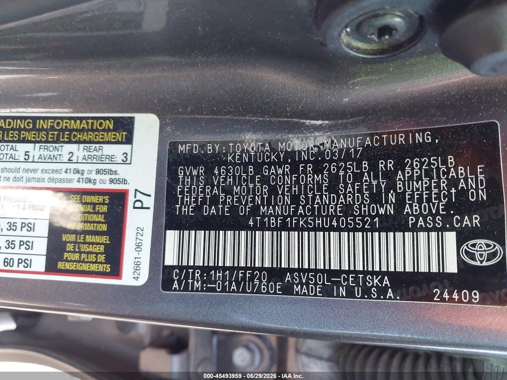 4T1BF1FK5HU405521 2017 TOYOTA CAMRY photo no. 9