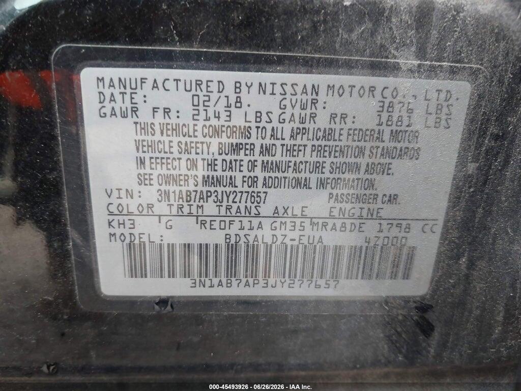 3N1AB7AP3JY277657 2018 NISSAN SENTRA photo no. 9