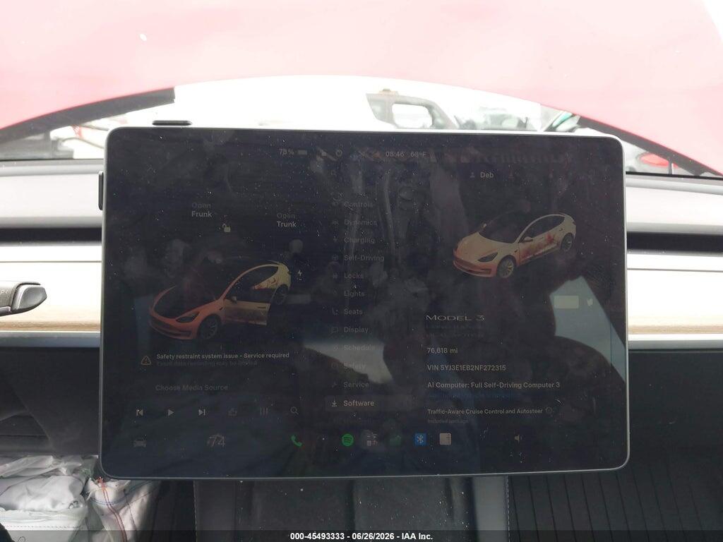 5YJ3E1EB2NF272315 2022 TESLA MODEL 3 photo no. 7