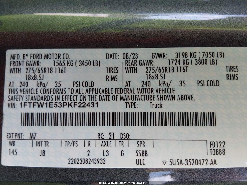 1FTFW1E53PKF22431 2023 FORD F-150 photo no. 9