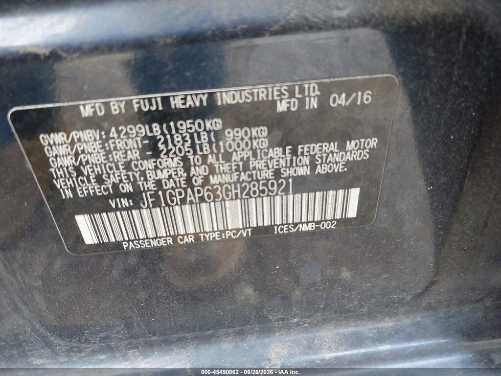 JF1GPAP63GH285921 2016 SUBARU IMPREZA photo no. 9