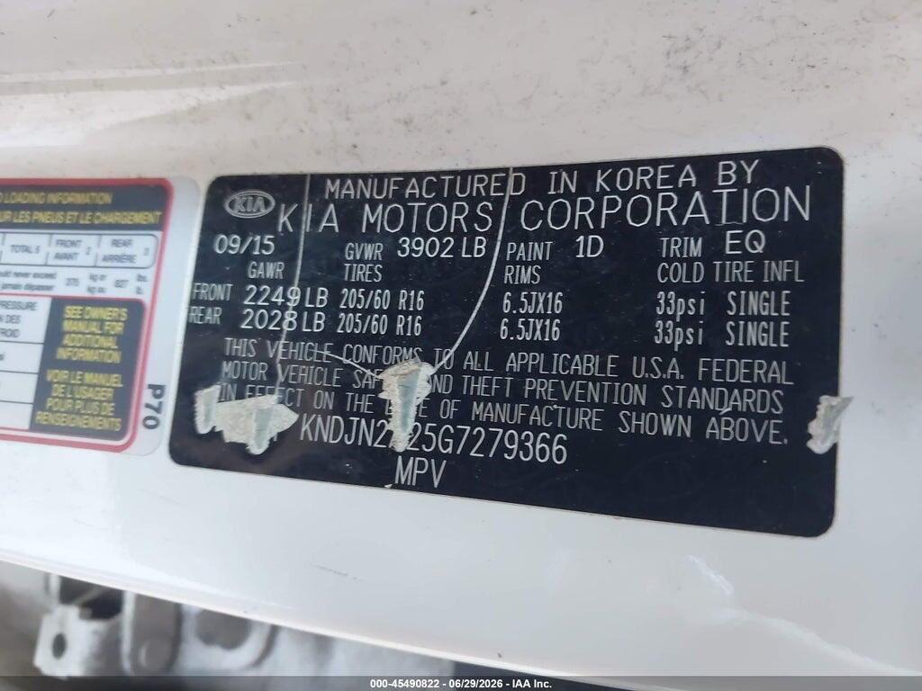 KNDJN2A25G7279366 2016 KIA SOUL photo no. 9