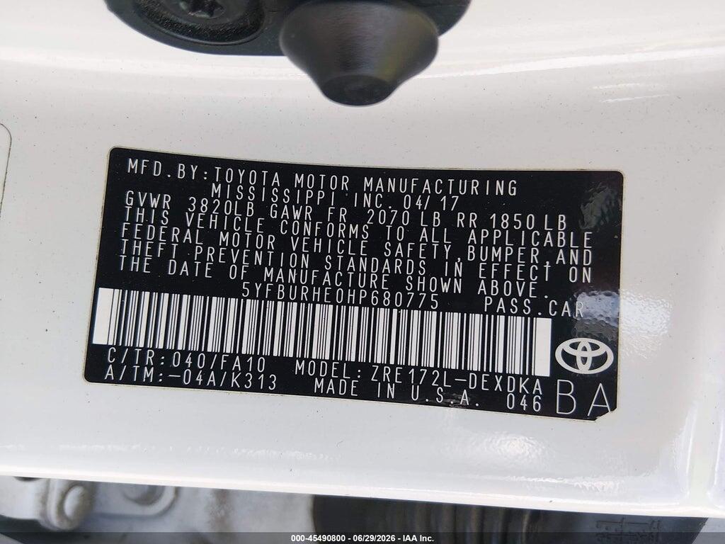 5YFBURHE0HP680775 2017 TOYOTA COROLLA photo no. 9
