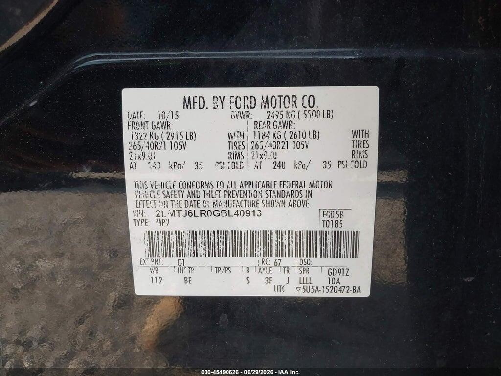 2LMTJ6LR0GBL40913 2016 LINCOLN MKX photo no. 9