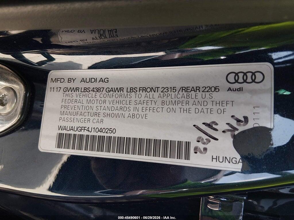 WAUAUGFF4J1040250 2018 AUDI A3 photo no. 9