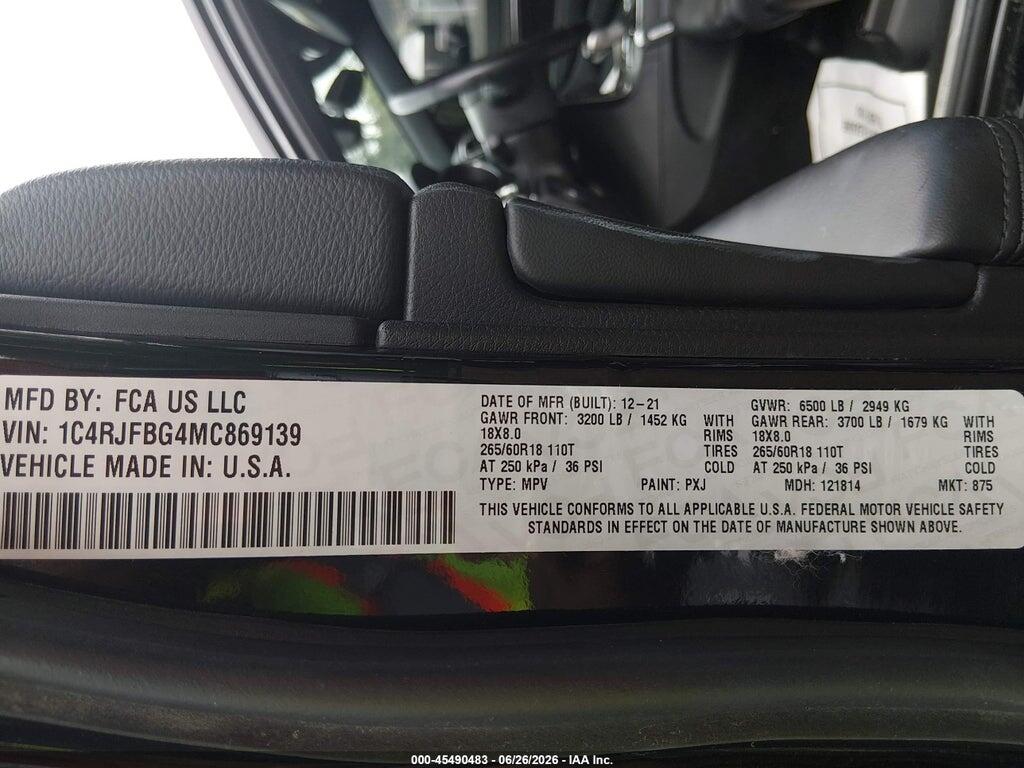 1C4RJFBG4MC869139 2021 JEEP GRAND CHEROKEE photo no. 9