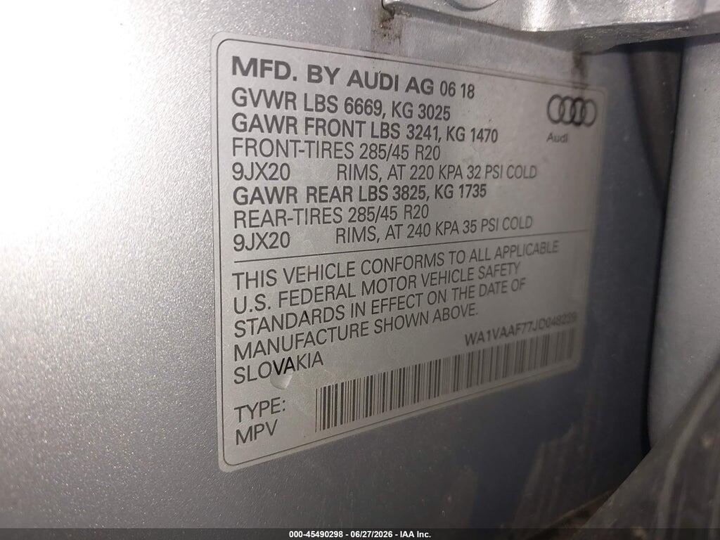 WA1VAAF77JD048239 2018 AUDI Q7 photo no. 9