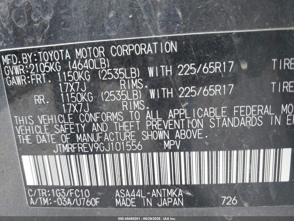 JTMRFREV9GJ101556 2016 TOYOTA RAV4 photo no. 9