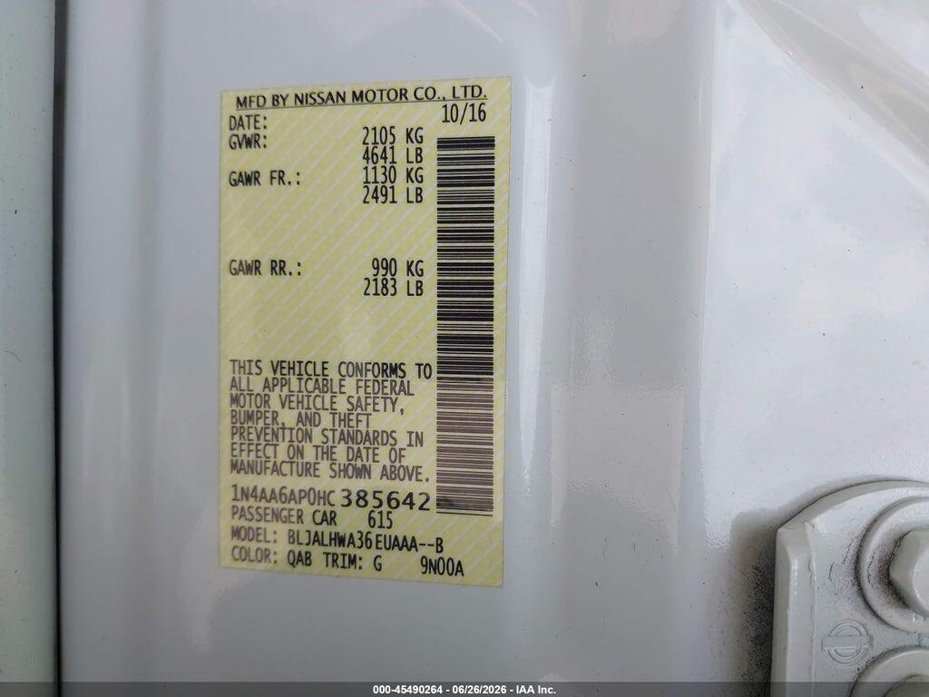 1N4AA6AP0HC385642 2017 NISSAN MAXIMA photo no. 9
