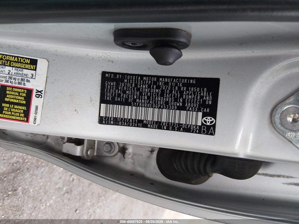 5YFBURHE0GP453309 2016 TOYOTA COROLLA photo no. 9