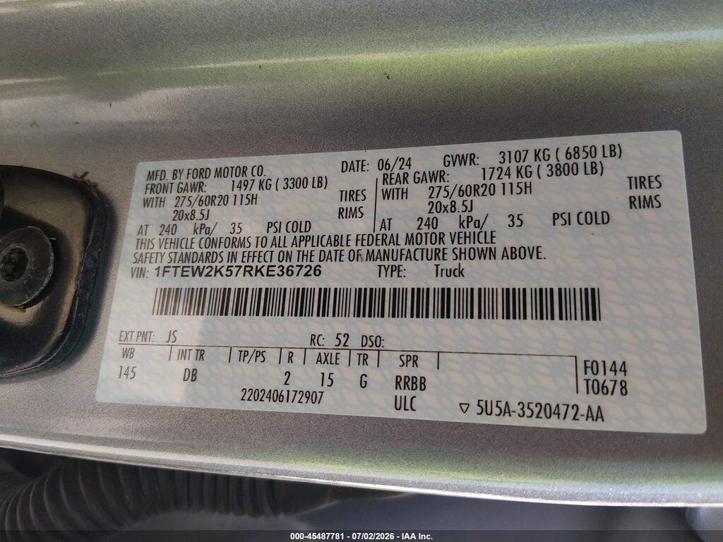 1FTEW2K57RKE36726 2024 FORD F-150 photo no. 9