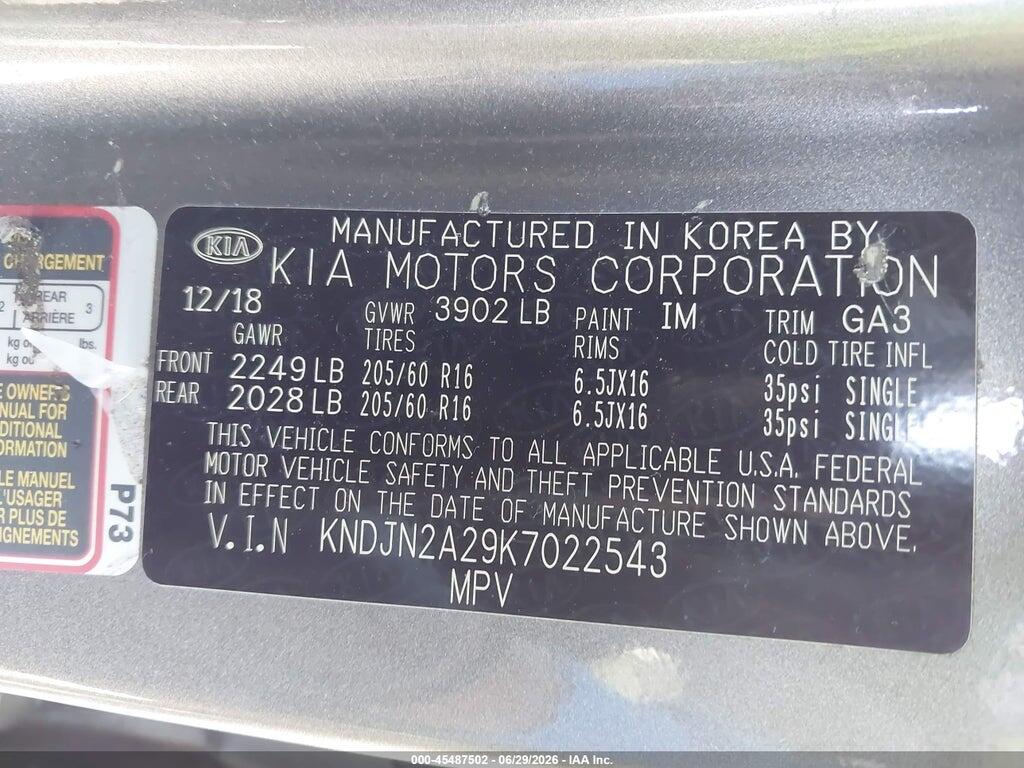 KNDJN2A29K7022543 2019 KIA SOUL photo no. 9