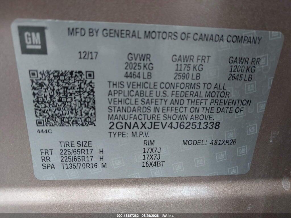 2GNAXJEV4J6251338 2018 CHEVROLET EQUINOX photo no. 9