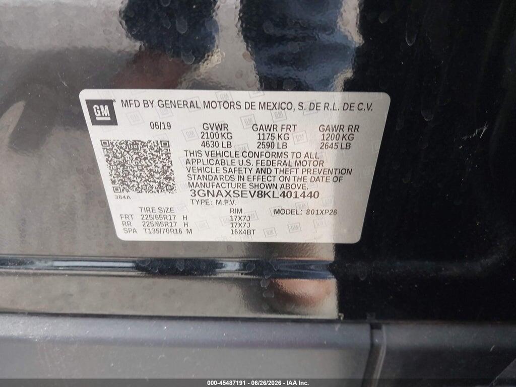 3GNAXSEV8KL401440 2019 CHEVROLET EQUINOX photo no. 9
