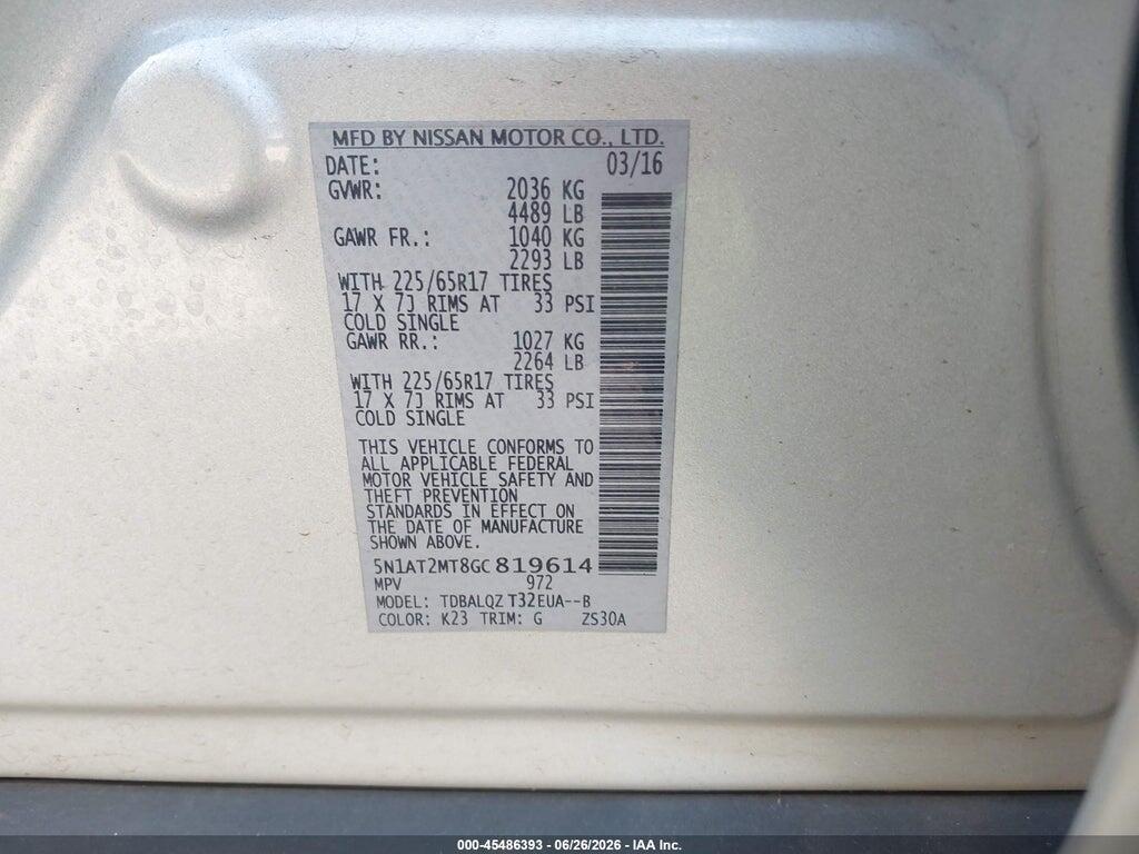 5N1AT2MT8GC819614 2016 NISSAN ROGUE photo no. 9