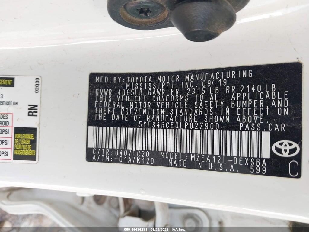 5YFS4RCE0LP027900 2020 TOYOTA COROLLA photo no. 9