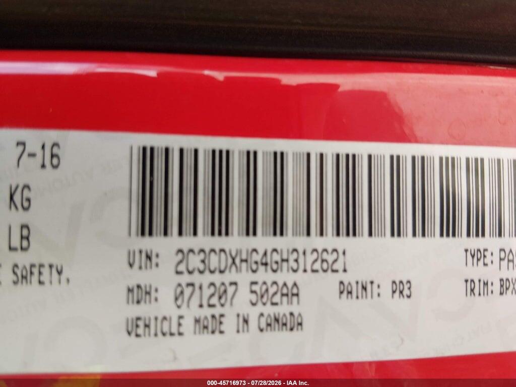 2C3CDXHG4GH312621 2016 DODGE CHARGER photo no. 9