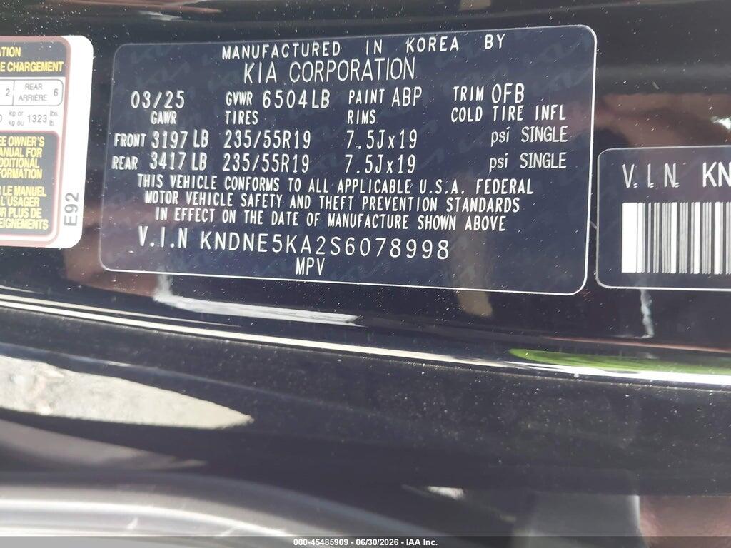 KNDNE5KA2S6078998 2025 KIA CARNIVAL MPV HYBRID photo no. 9