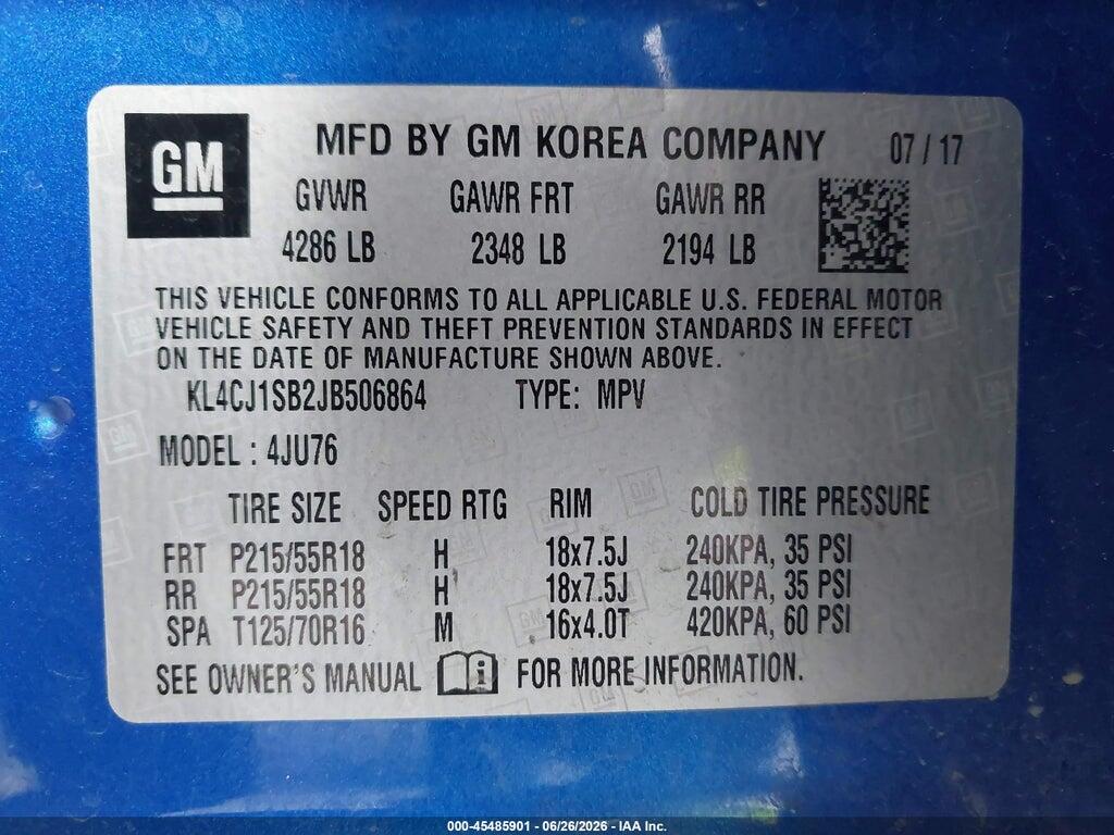 KL4CJ1SB2JB506864 2018 BUICK ENCORE photo no. 9