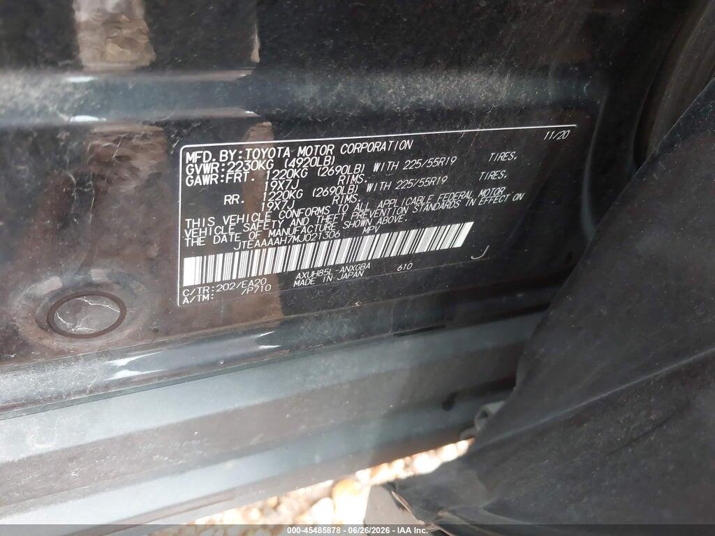 JTEAAAAH7MJ021306 2021 TOYOTA VENZA photo no. 9