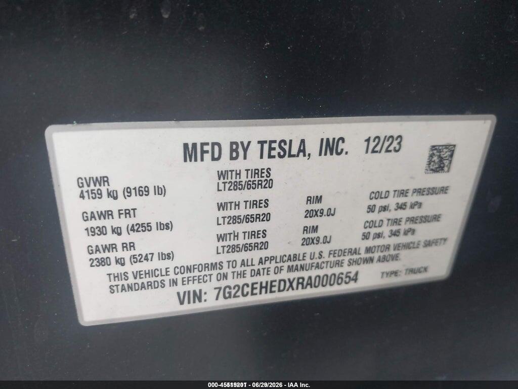 7G2CEHEDXRA000654 2024 TESLA CYBERTRUCK photo no. 9