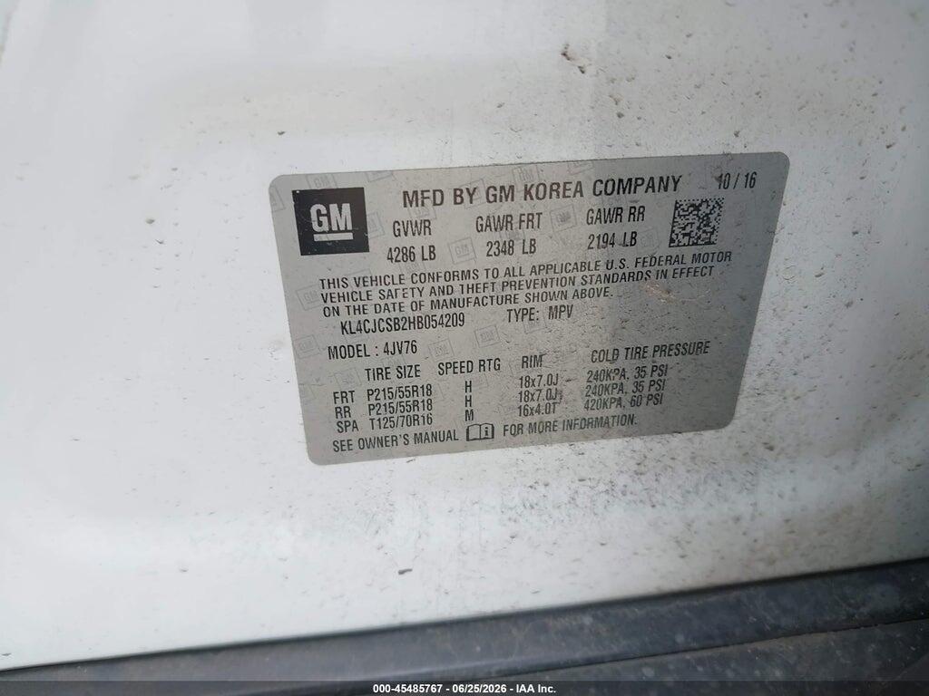 KL4CJCSB2HB054209 2017 BUICK ENCORE photo no. 9