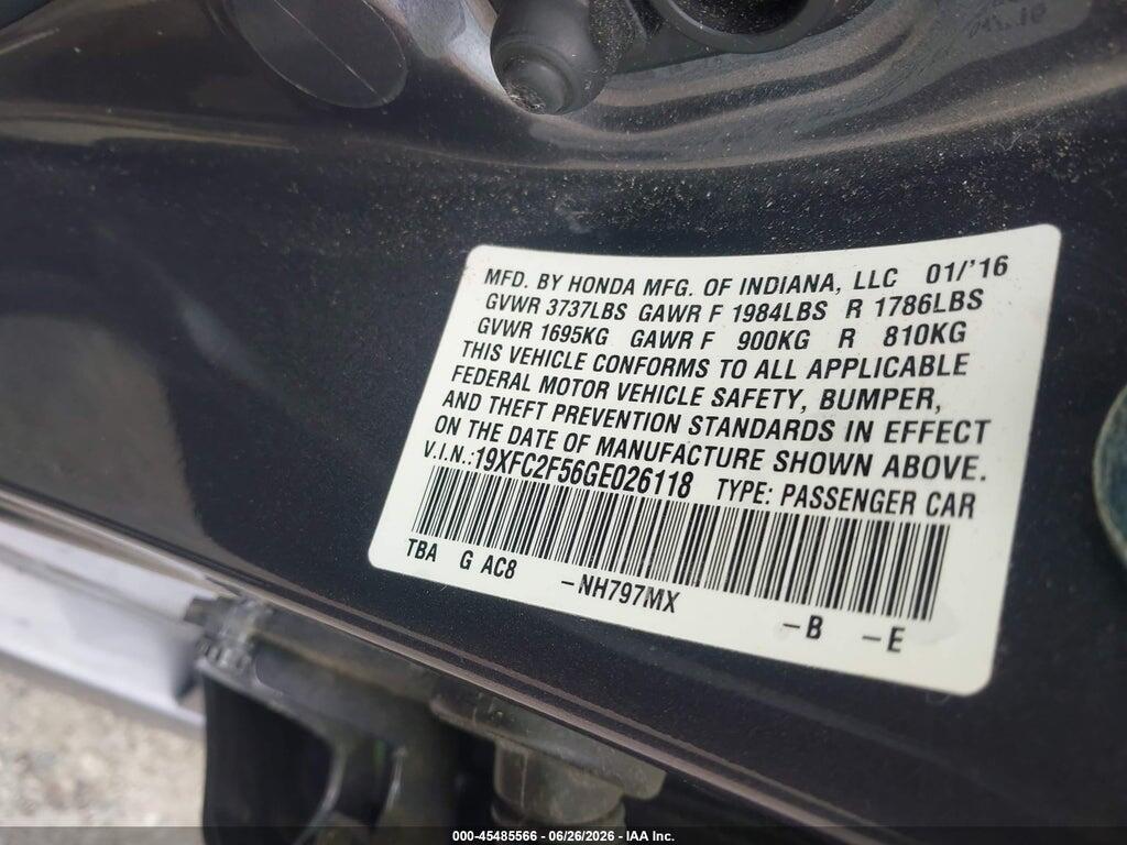 19XFC2F56GE026118 2016 HONDA CIVIC photo no. 9