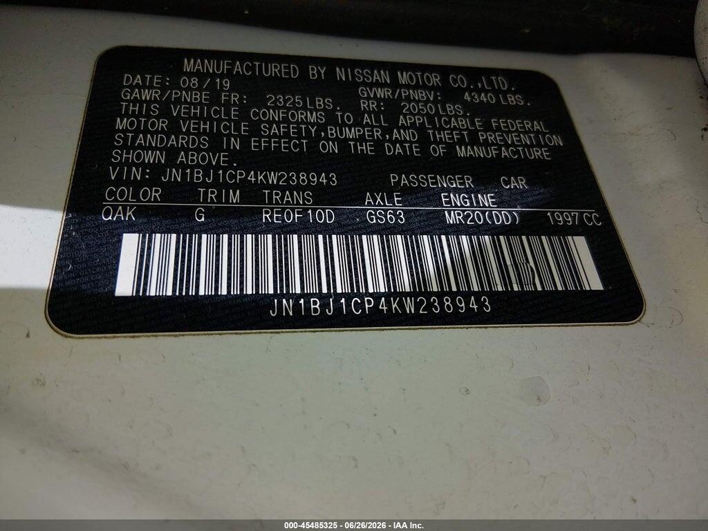 JN1BJ1CP4KW238943 2019 NISSAN ROGUE SPORT photo no. 9