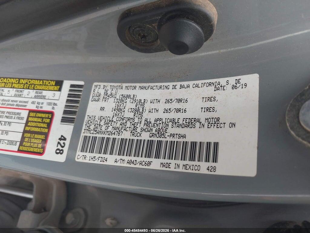 3TMCZ5ANXKM264787 2019 TOYOTA TACOMA photo no. 9