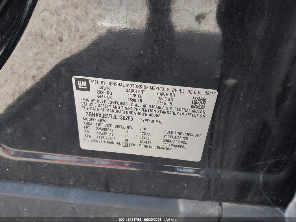 3GNAXJEV7JL130296 2018 CHEVROLET EQUINOX photo no. 9