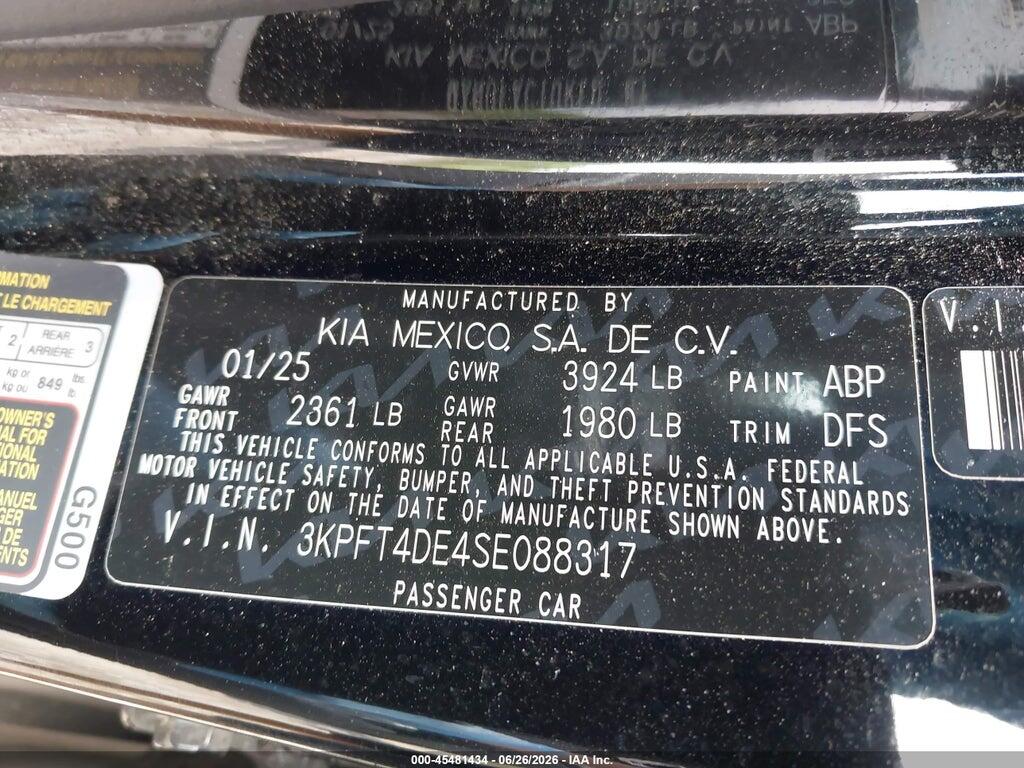 3KPFT4DE4SE088317 2025 KIA K4 photo no. 9