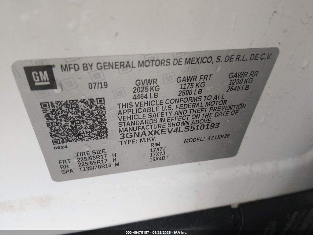 3GNAXKEV4LS510193 2020 CHEVROLET EQUINOX photo no. 9
