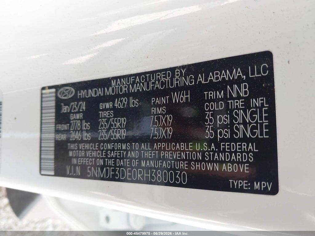 5NMJF3DE0RH380030 2024 HYUNDAI TUCSON photo no. 9