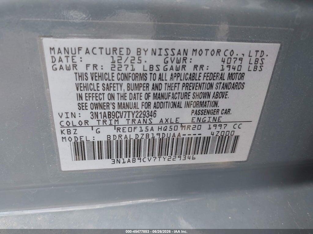 3N1AB9CV7TY229346 2026 NISSAN SENTRA photo no. 9