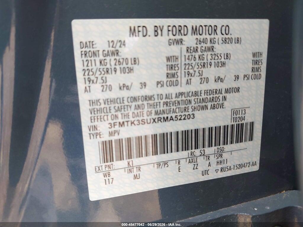 3FMTK3SUXRMA52203 2024 FORD MUSTANG MACH-E photo no. 9
