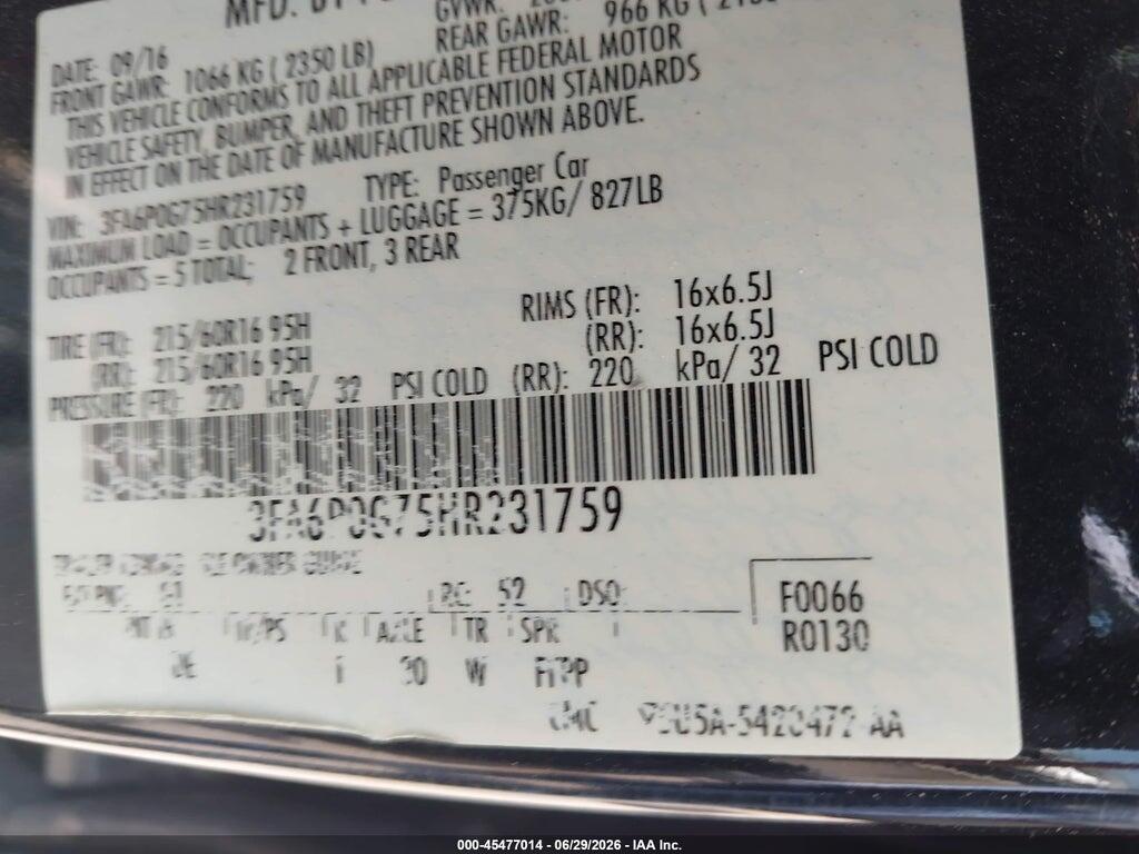 3FA6P0G75HR231759 2017 FORD FUSION photo no. 9