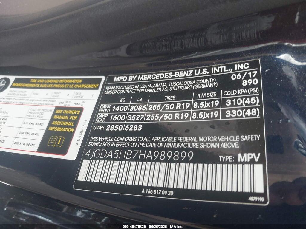 4JGDA5HB7HA989899 2017 MERCEDES-BENZ GLE 350 photo no. 9