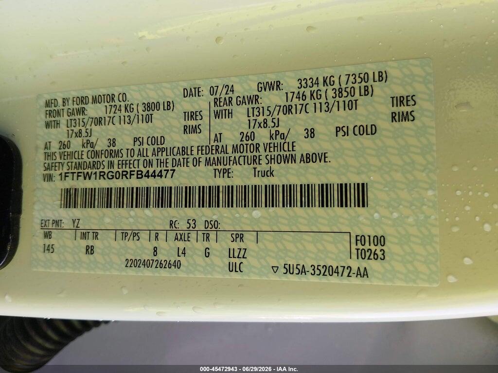 1FTFW1RG0RFB44477 2024 FORD F-150 photo no. 9