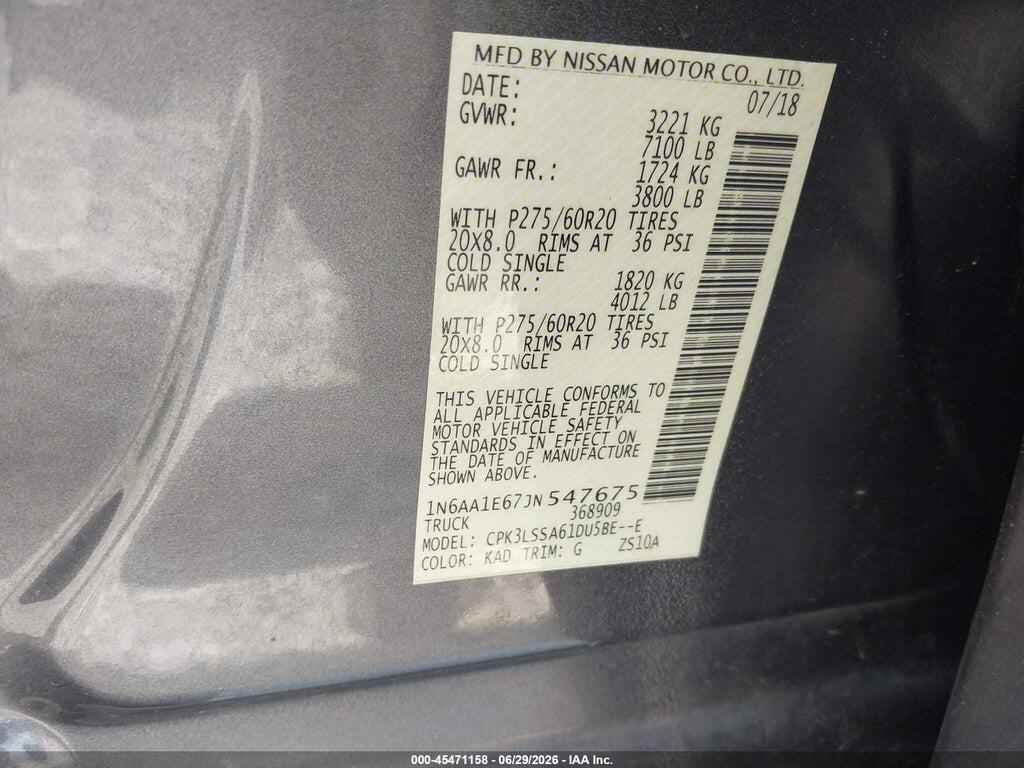 1N6AA1E67JN547675 2018 NISSAN TITAN photo no. 9