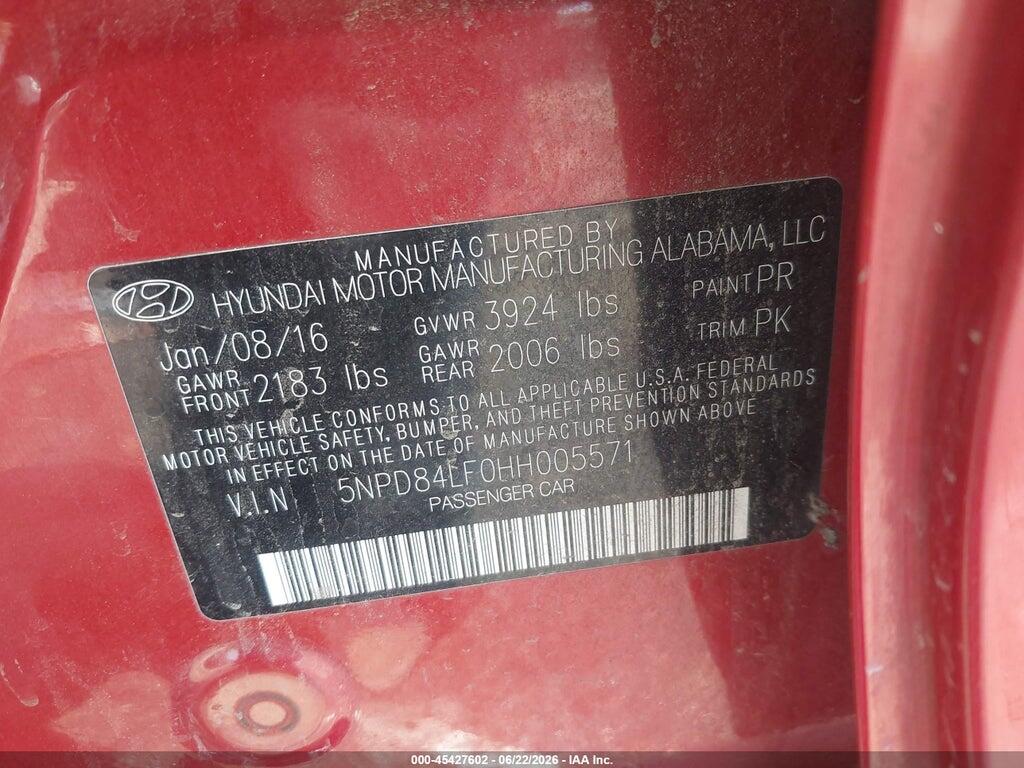 5NPD84LF0HH005571 2017 HYUNDAI ELANTRA photo no. 9