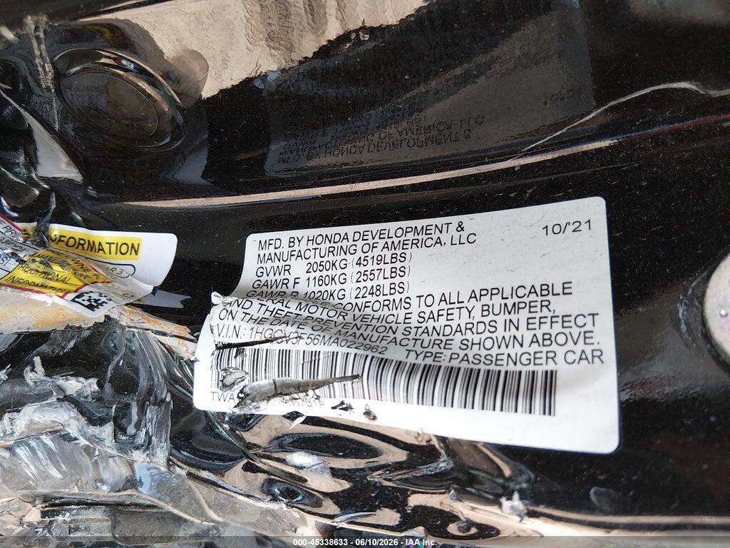 1HGCV3F56MA022962 2021 HONDA ACCORD HYBRID photo no. 9