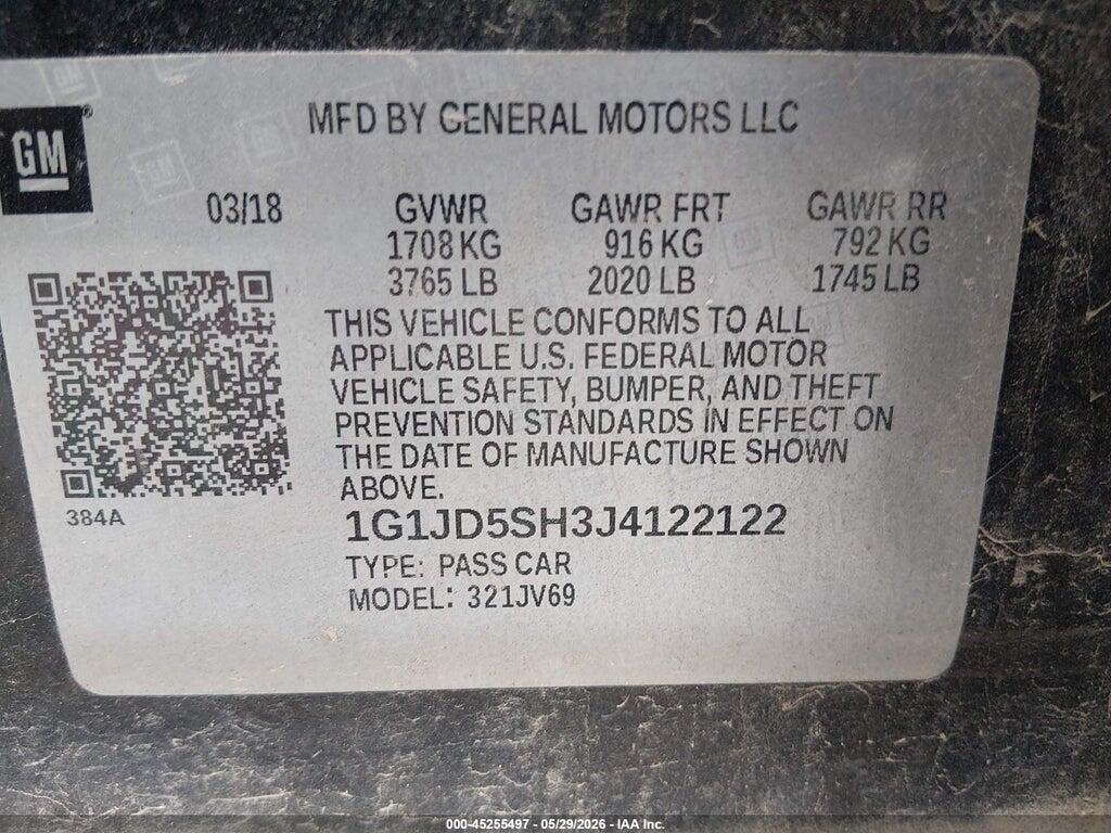 1G1JD5SH3J4122122 2018 CHEVROLET SONIC photo no. 9