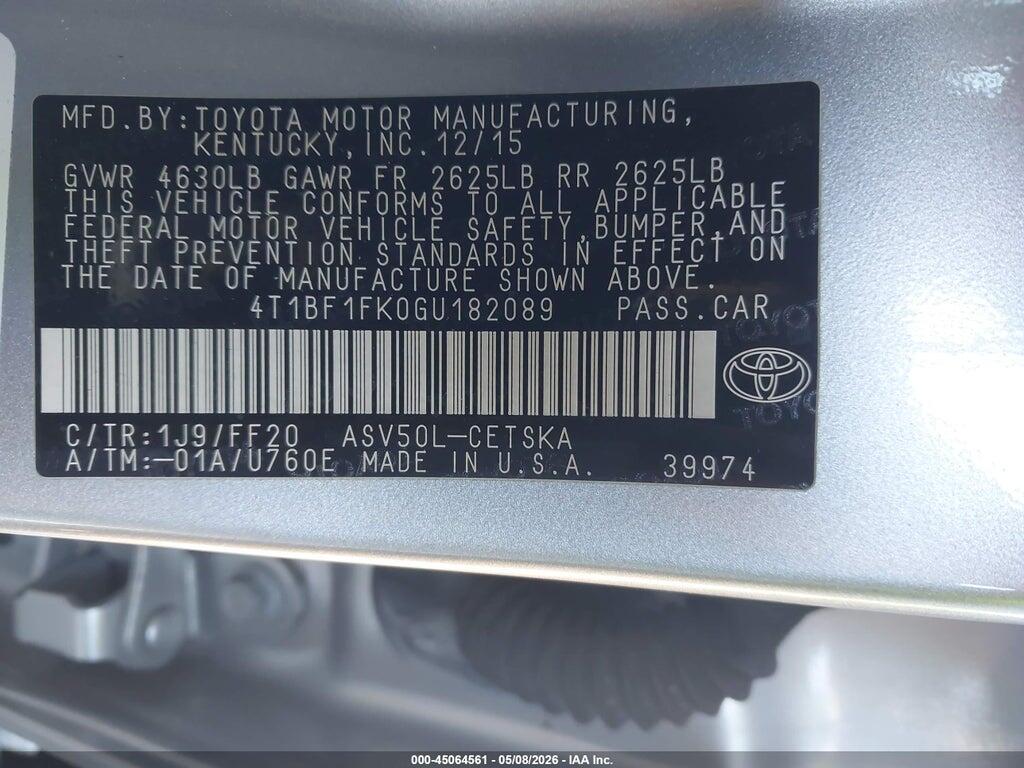 4T1BF1FK0GU182089 2016 TOYOTA CAMRY photo no. 9