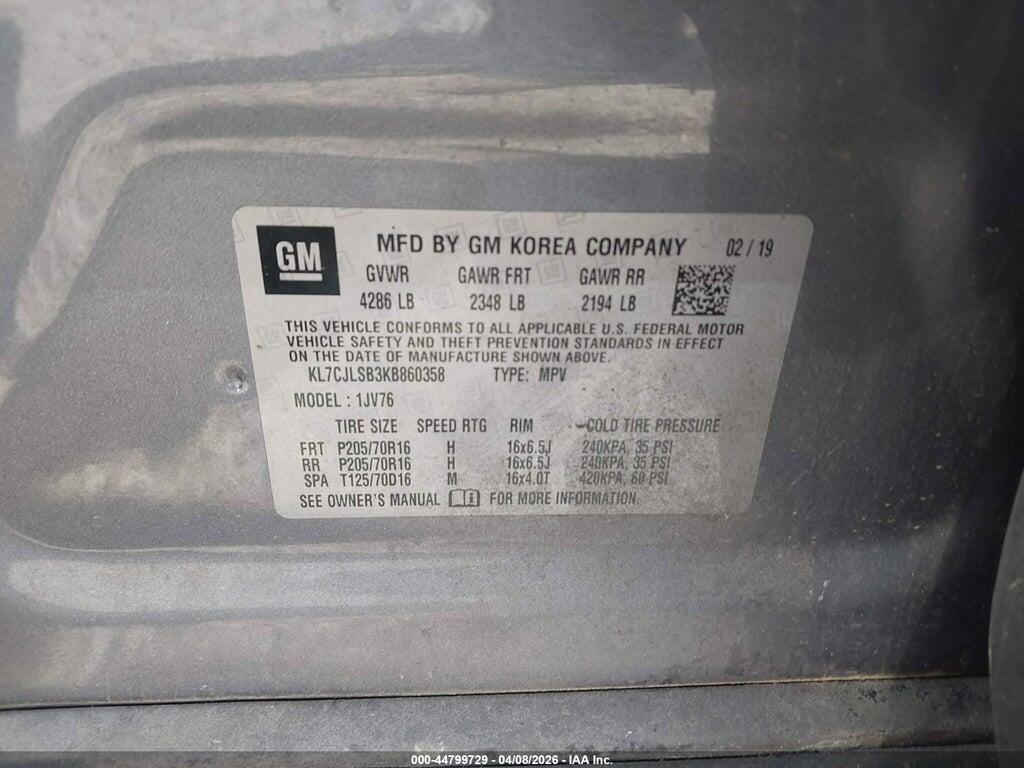KL7CJLSB3KB860358 2019 CHEVROLET TRAX photo no. 9