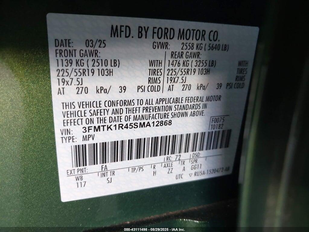 3FMTK1R45SMA12868 2025 FORD MUSTANG MACH-E photo no. 9